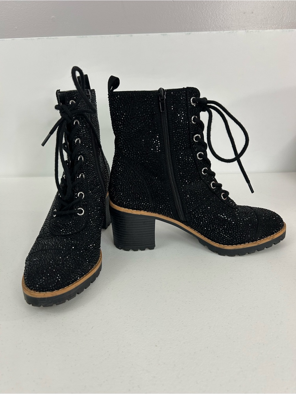 I.N.C. International Concepts Women's Black Samira Lace-Up Booties Size 7.5
